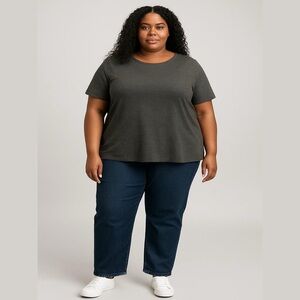 Walmart Women’s Gray Striped T-Shirt Size: 12-14